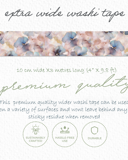 Violet floral gold foil design extra wide washi tape