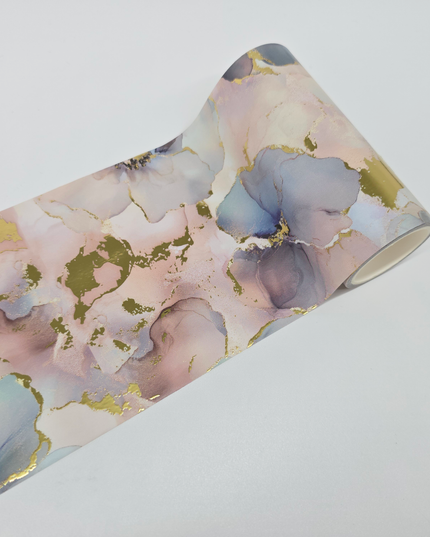 Violet floral gold foil design extra wide washi tape