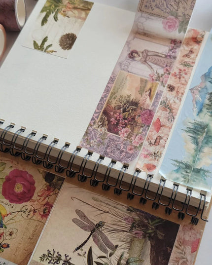 Jane Austen Romantic wide washi tapes and silk ribbons scrapbook crafts set