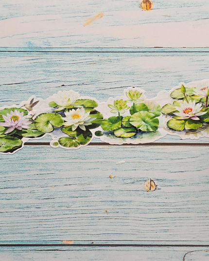 Water Lilies Laser-Cut Washi Tape – Premium Floral Die-Cut Masking Tape for Journaling, Scrapbooking, and DIY Crafts (4.5cm x 5m)