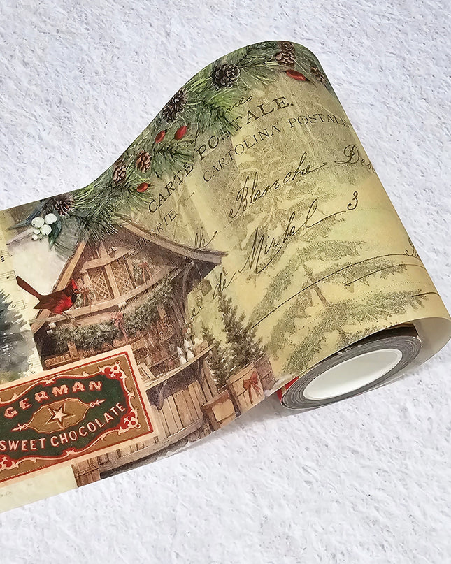 Woodland Christmas Extra Wide GLITTER washi Sticker Tape. Extra-Long 10 meters for Decorating, decoupage, Crafts, temporary Wallpaper Border