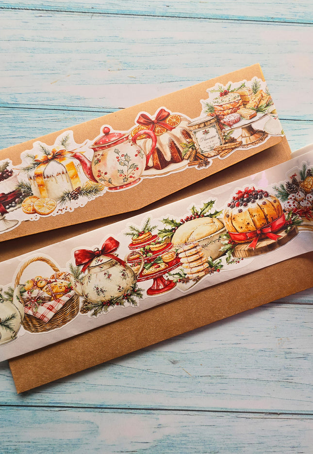 🍰Christmas holiday High Tea & Cakes Laser-Cut Washi Tape 🫖