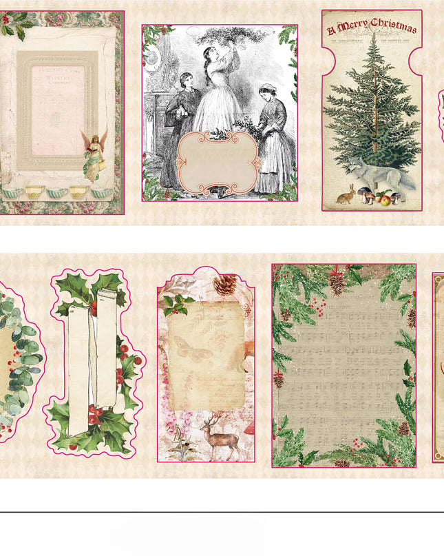 Vintage Christmas Washi Stickers: Victorian style die cut sticker labels