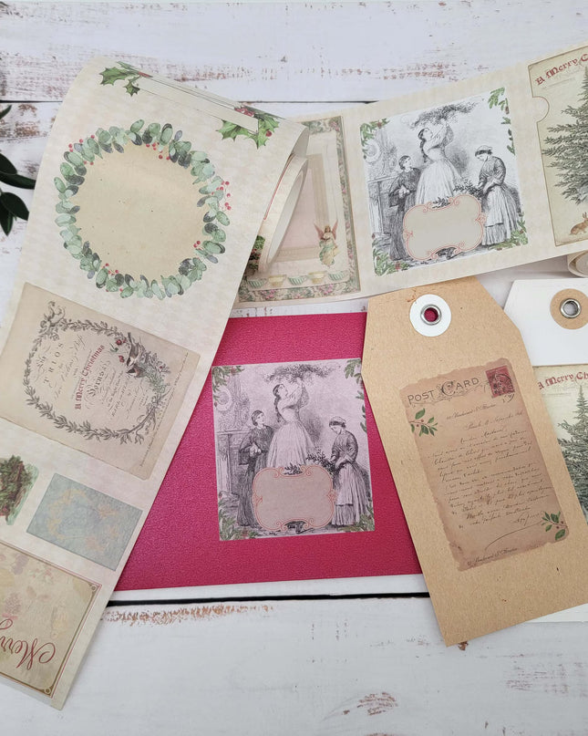 Vintage Christmas Washi Stickers: Victorian style die cut sticker labels